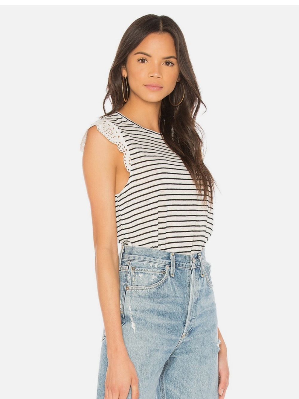 Joie Acenath Tank in Porcelain & Dark Navy